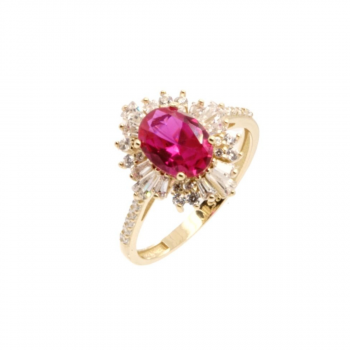 Δαχτυλίδι Ροζέτα με Ζιργκόν σε Χρυσό Κ14