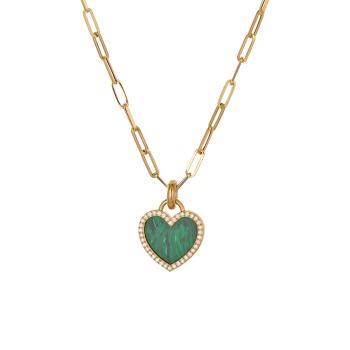 Χρυσό Κολιέ 18Κ με Διαμάντια σε Σχήμα Πράσινης Καρδιάς