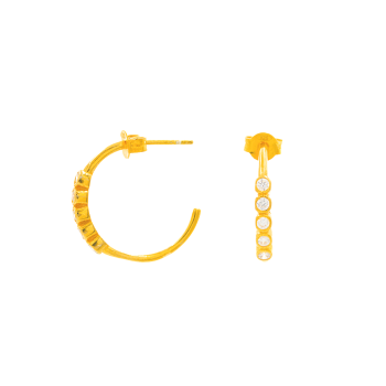 Σκουλαρίκια Κρίκοι σε Ασήμι με Ζιργκόν σε 2 Χρώματα