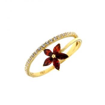 Δαχτυλίδι Λουλούδι σε Χρυσό Κ14 με Ζιργκόν