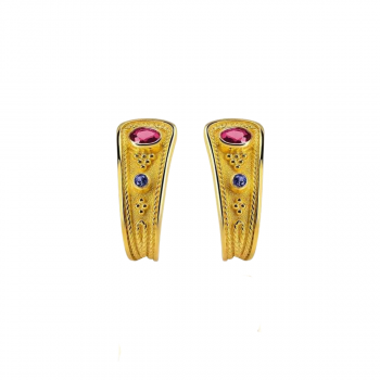 Βυζαντινά σκουλαρίκια σε χρυσό Κ14 με ζιργκόν