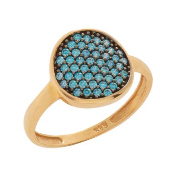 Δαχτυλίδι σε χρυσό Κ14 με μπλε ζιργκόν 