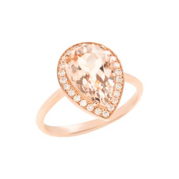 Δαχτυλίδι σε Ροζ Χρυσό Κ18 με Διαμάντια και Μοργκανίτη